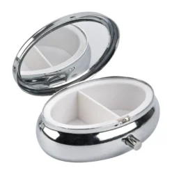 Pillendosen oval, 3,8cm x 5,2cm x 1,7cm, silber, 2 Stück