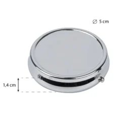 Pillendosen rund, Ø 5cm, 1,4cm hoch, silber, 2 Stück