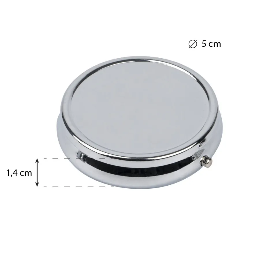 Pillendosen rund, Ø 5cm, 1,4cm hoch, silber, 2 Stück