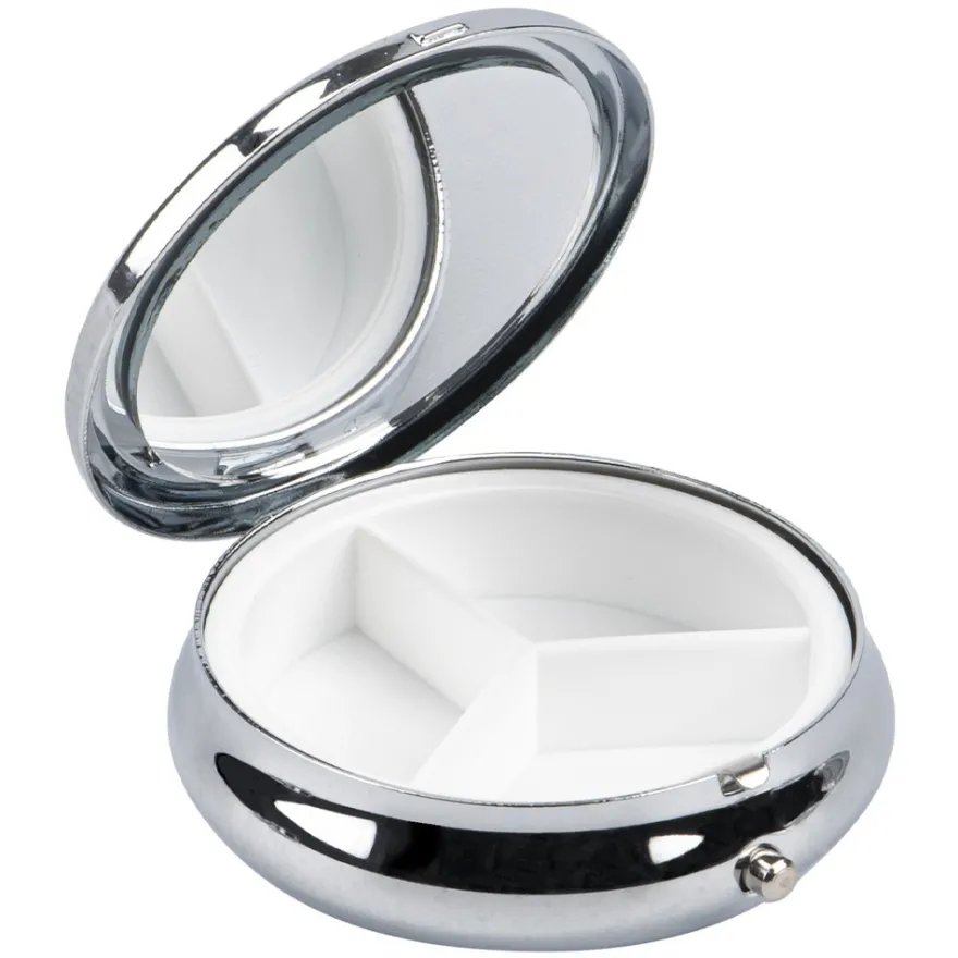 Pillendosen rund, Ø 5cm, 1,4cm hoch, silber, 2 Stück