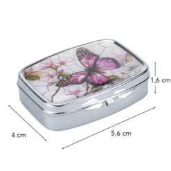 Pillendosen Schmetterling & Pfau, 5,6cm x 4cm x 1,6cm, 2 Designs, 2 Stück