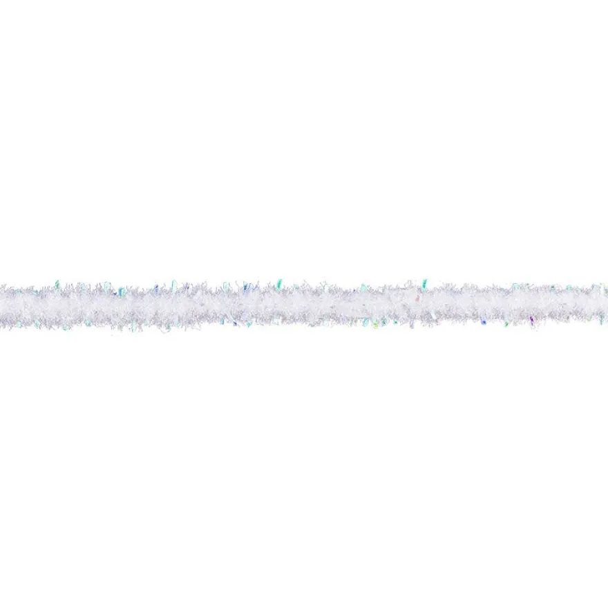 Plüsch-Band, Ø 3mm, 5m lang, weiß-irisierend
