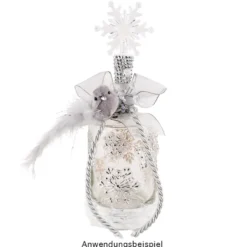 Plüsch-Federvögel, 15cm x 3,5cm x 3,5cm, grau mit silbernen Highlights, mit Clip, 3 Stück