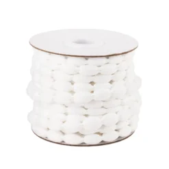Pompon-Band, Ø 1cm, 10m, auf Rolle, weiß