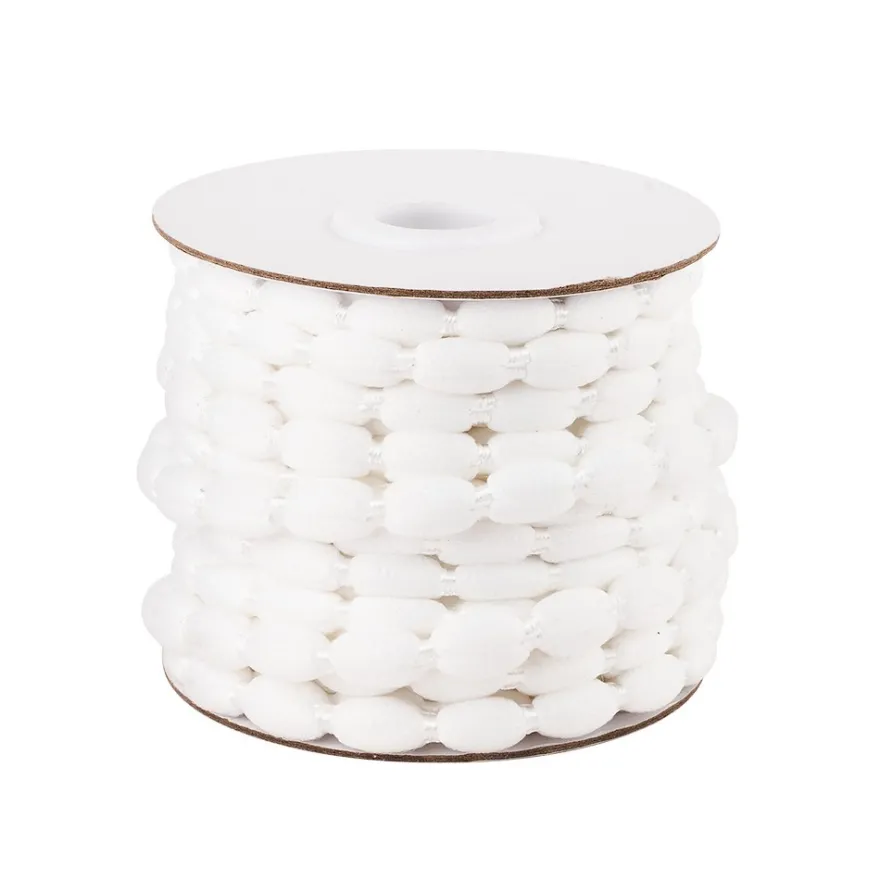 Pompon-Band, Ø 1cm, 10m, auf Rolle, weiß