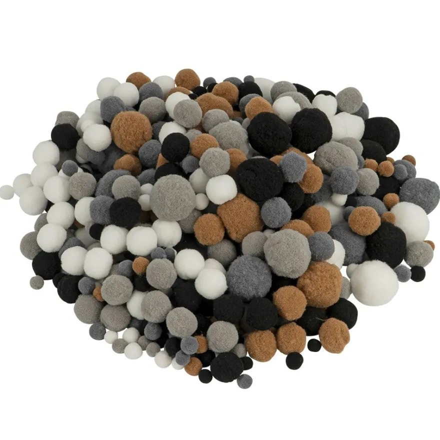 Pompons, Edle Farbtöne, versch. Farben und Größen, 500 Stück