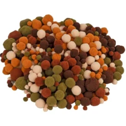 Pompons, Naturfarbtöne, versch. Farben und Größen, 500 Stück