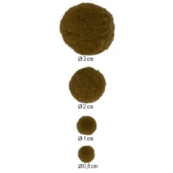Pompons, Naturfarbtöne, versch. Farben und Größen, 500 Stück