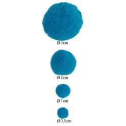 Pompons, Neonfarbtöne, versch. Farben und Größen, 500 Stück