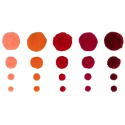 Pompons, Pink-, Rot- & Orangetöne, versch. Farben und Größen, 500 Stück