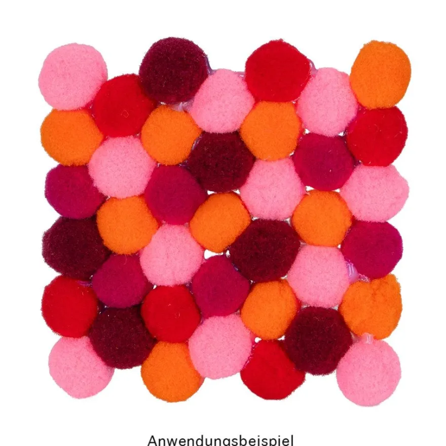 Pompons, Pink-, Rot- & Orangetöne, versch. Farben und Größen, 500 Stück