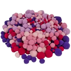 Pompons, Violett- & Rosatöne, versch. Farben und Größen, 500 Stück