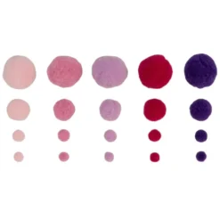 Pompons, Violett- & Rosatöne, versch. Farben und Größen, 500 Stück