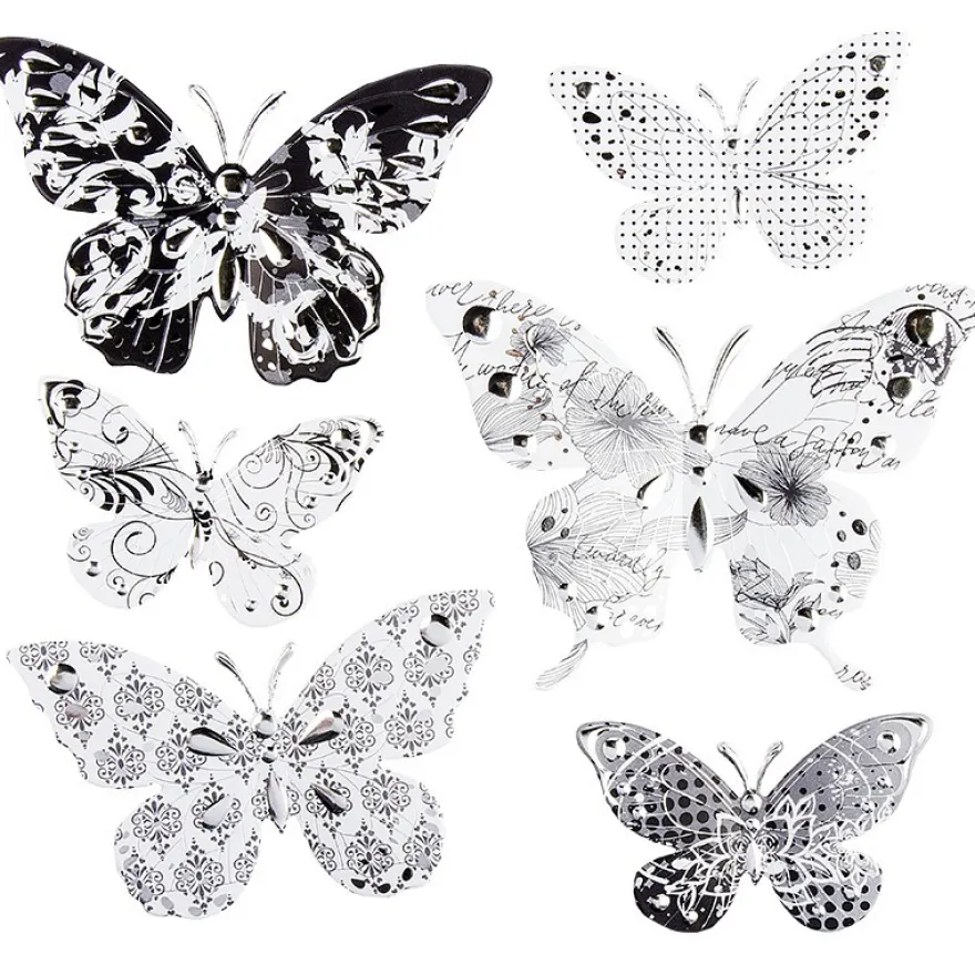 Pop-Up Relief-Sticker, Schmetterlinge, 19cm x 21cm, mit Silberfolienveredelung, 6 Sticker