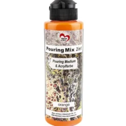 Pouring Mix, 2 in 1, Pouring Medium & Acrylfarbe, orange, 180ml