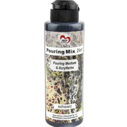 Pouring Mix, 2 in 1, Pouring Medium & Acrylfarbe, schwarz, 180ml