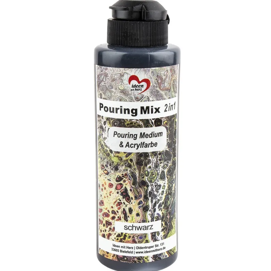 Pouring Mix, 2 in 1, Pouring Medium & Acrylfarbe, schwarz, 180ml