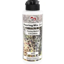 Pouring Mix, 2 in 1, Pouring Medium & Acrylfarbe, weiß, 180ml