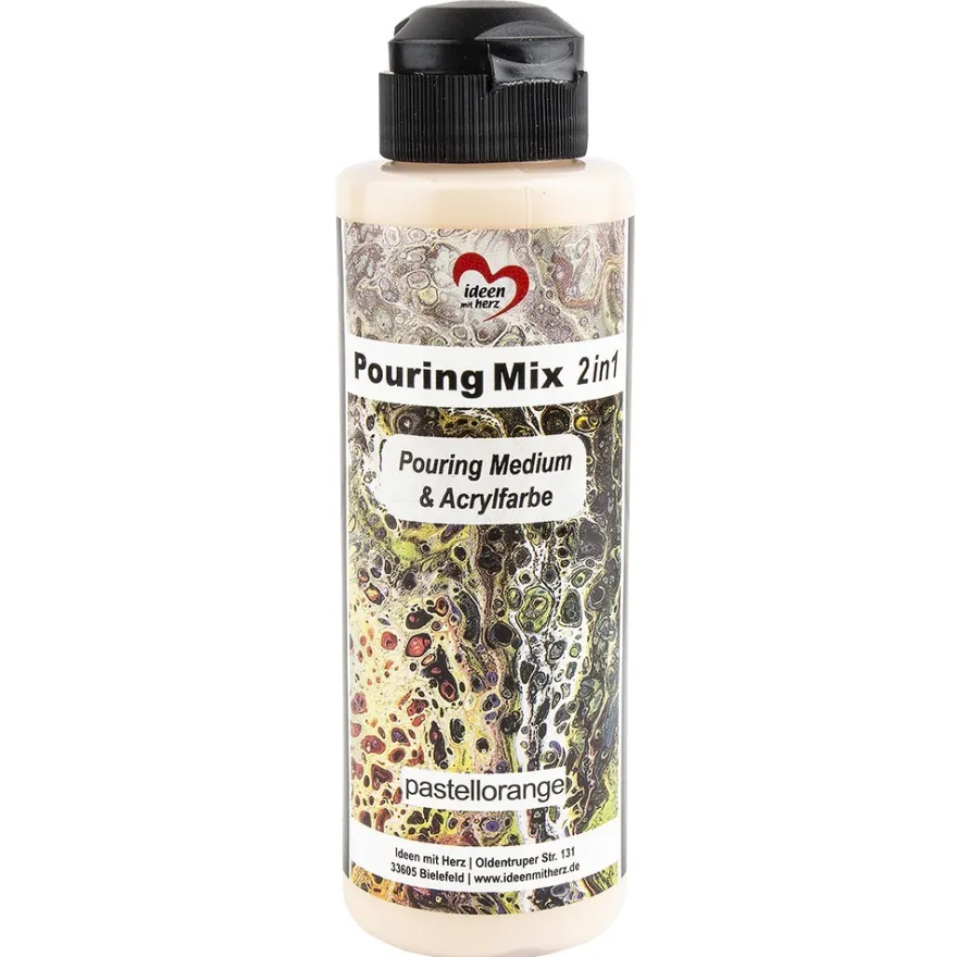 Pouring Mix, 2 in 1, Pouring Medium & Acrylfarbe, pastellorange, 180ml