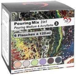 Pouring-Mix 3, 2 in 1, Pouring-Medium & Acrylfarbe, 6 Flaschen, 120ml