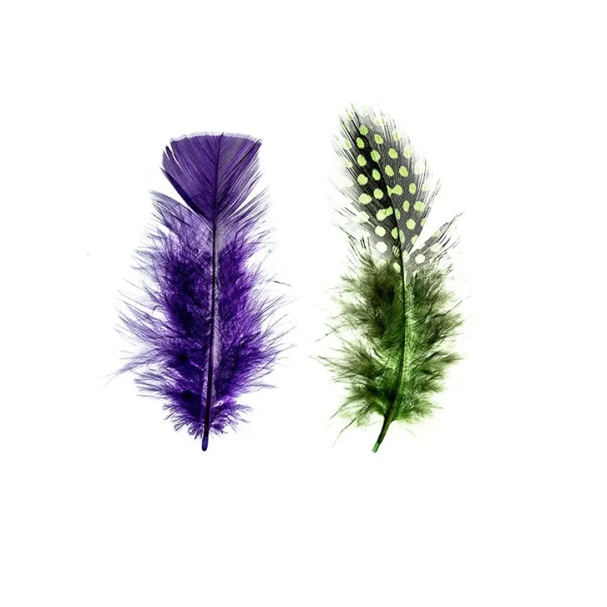 Premium-Flausch-Federn Duo, schlicht & gesprenkelt, 10g, grün, blau, violett