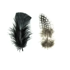 Premium-Flausch-Federn Duo, schlicht & gesprenkelt, 10g, schwarz & weiß