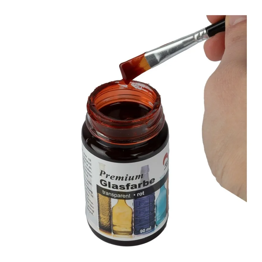 Premium-Glasfarbe, transparent, rot, 90ml