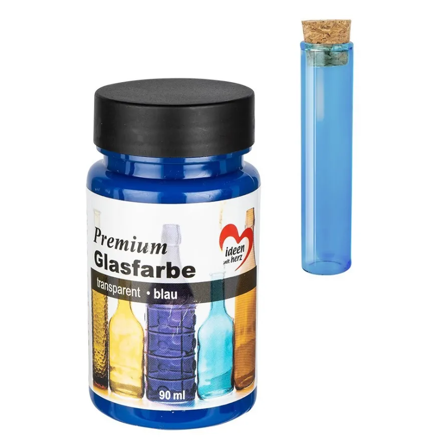 Premium-Glasfarbe, transparent, blau, 90ml