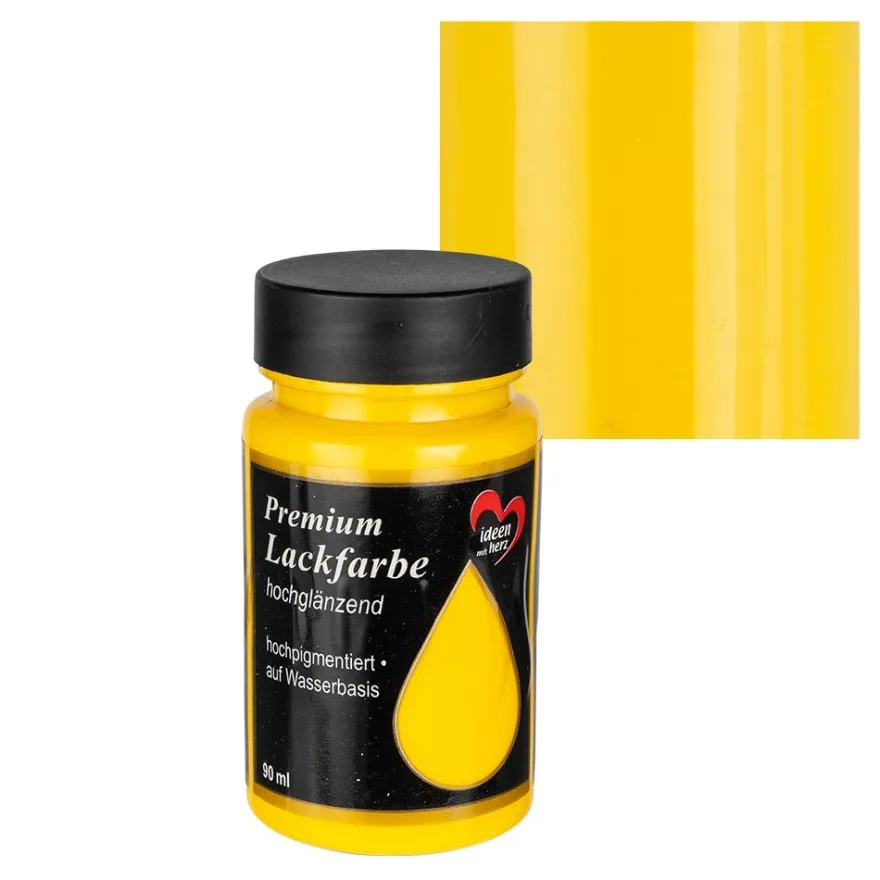 Premium-Lackfarbe, hochglänzend, gelb, 90ml