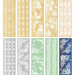 Premium-Relief-Transfers, Bordüren & Ecken, 10cm x 30cm, 5 Metallicfarben, 10 Bogen
