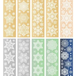 Premium-Relief-Transfers, Sterne & Eiskristalle, 10cm x 30cm, 5 Metallicfarben, 10 Bogen