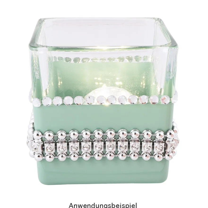Premium-Schmuck-Bordüren Charme, 28cm, mit Glas-Kristallen, silber