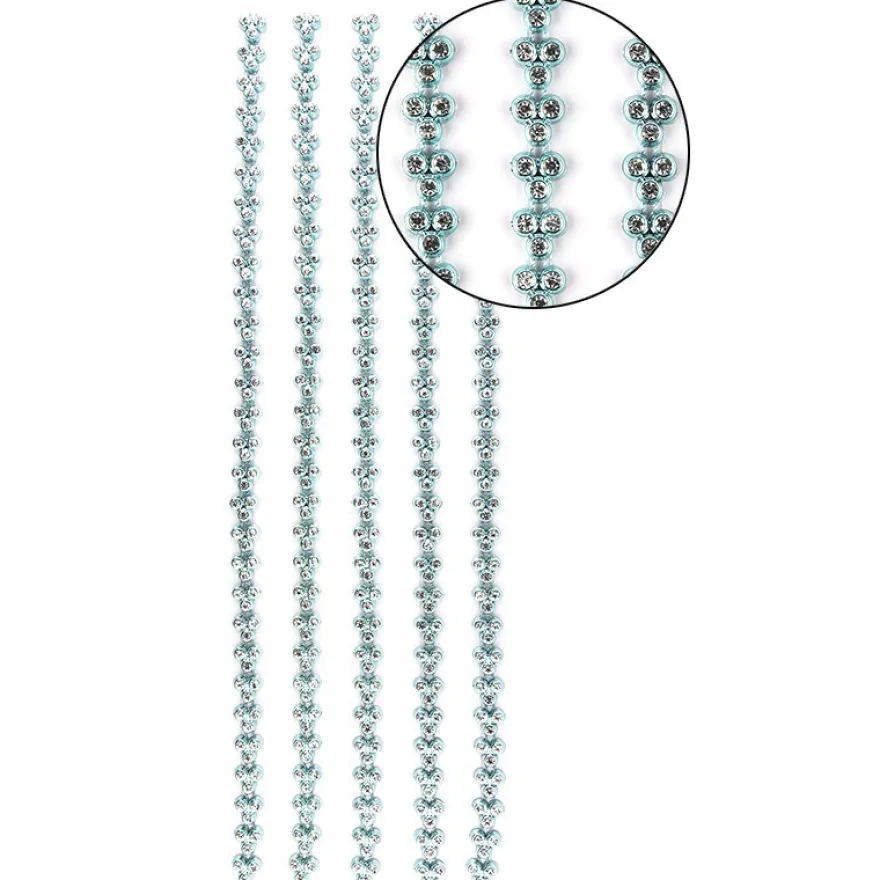 Premium-Schmuck-Bordüren "Strass-Trio", selbstklebend, 29cm, mit Glas-Kristallen, mint