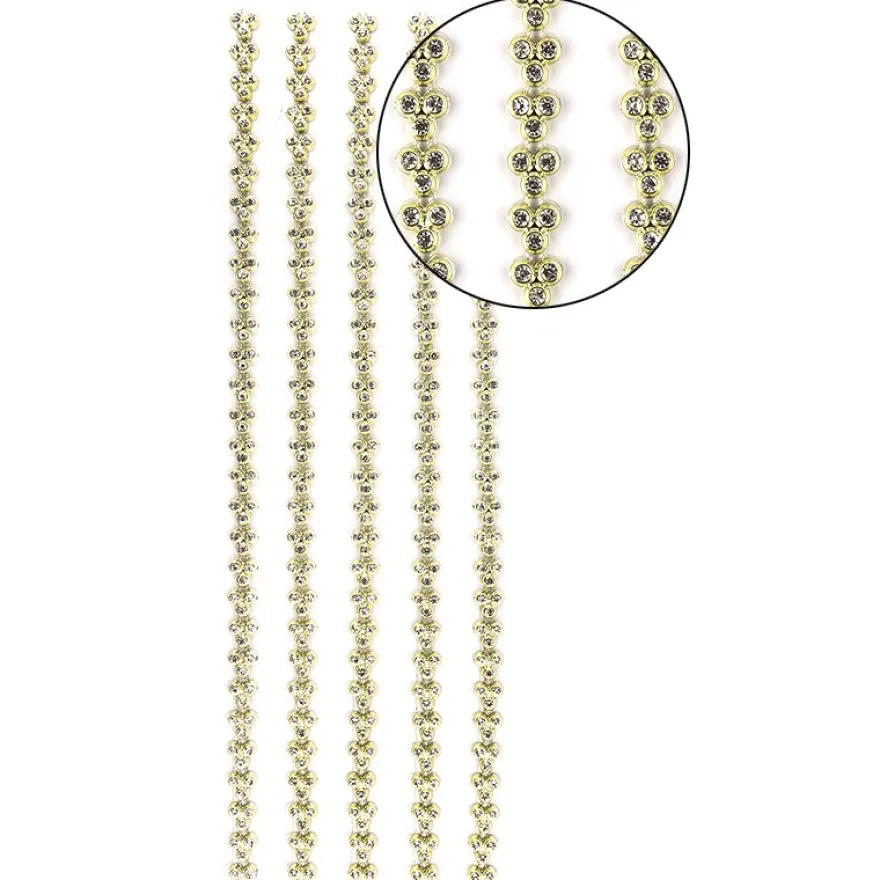 Premium-Schmuck-Bordüren "Strass-Trio", selbstklebend, 29cm, mit Glas-Kristallen, gelbgrün