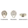 Premium-Schmucksteine, Ornament, 1,8cm x 2,2cm x 0,5cm, hellgold, mit Glaskristallen, 40 Stück