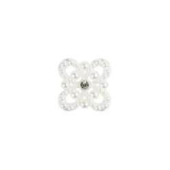 Premium-Schmucksteine, Perlen-Ornament 1, Ø 3,4 cm, mit Glas-Kristallen, perlmutt, 50 Stück