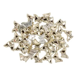 Premium-Schmucksteine, Schmetterling, 2cm x 1,2cm x 0,5cm, hellgold, mit Glaskristallen, 40 Stück