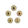 Premium-Schmucksteine, Strassblüte 1, Ø 1,5 cm, mit farbigen Glas-Kristallen, gold, 50 Stück