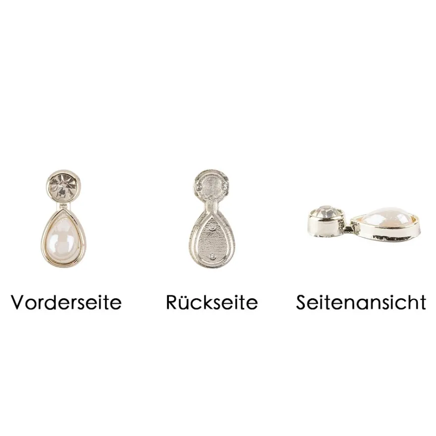 Premium-Schmucksteine, Tropfen, 1,8cm x 0,8cm, hellgold, Halbperle & Glaskristallen, 40 Stück