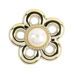 Premium-Schmucksteine, Zierblüte 3, Ø 2,1cm, hellgold, perlmutt, 50 Stück