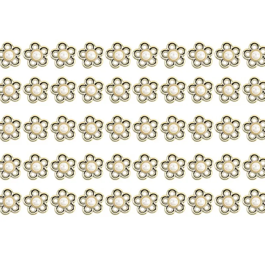 Premium-Schmucksteine, Zierblüte 3, Ø 2,1cm, hellgold, perlmutt, 50 Stück