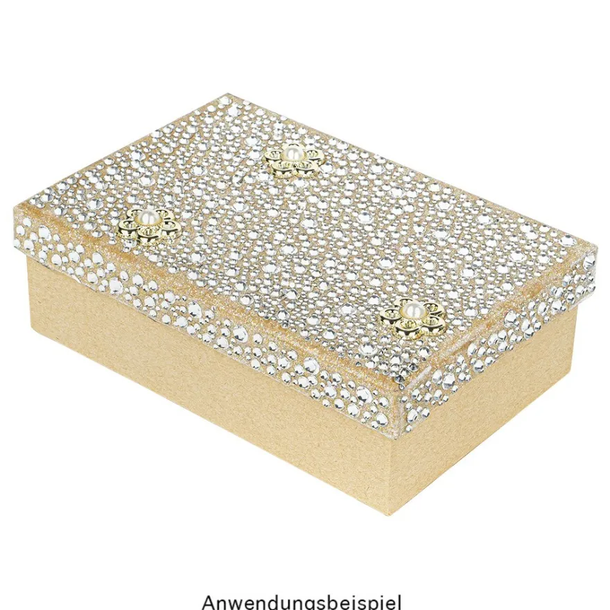 Premium-Schmucksteine, Zierblüte 3, Ø 2,1cm, hellgold, perlmutt, 50 Stück