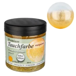 Premium-Tauchfarbe, Farbglas-Glitzer-Effekt, goldgelb mit Silber-Glitzer, 250ml