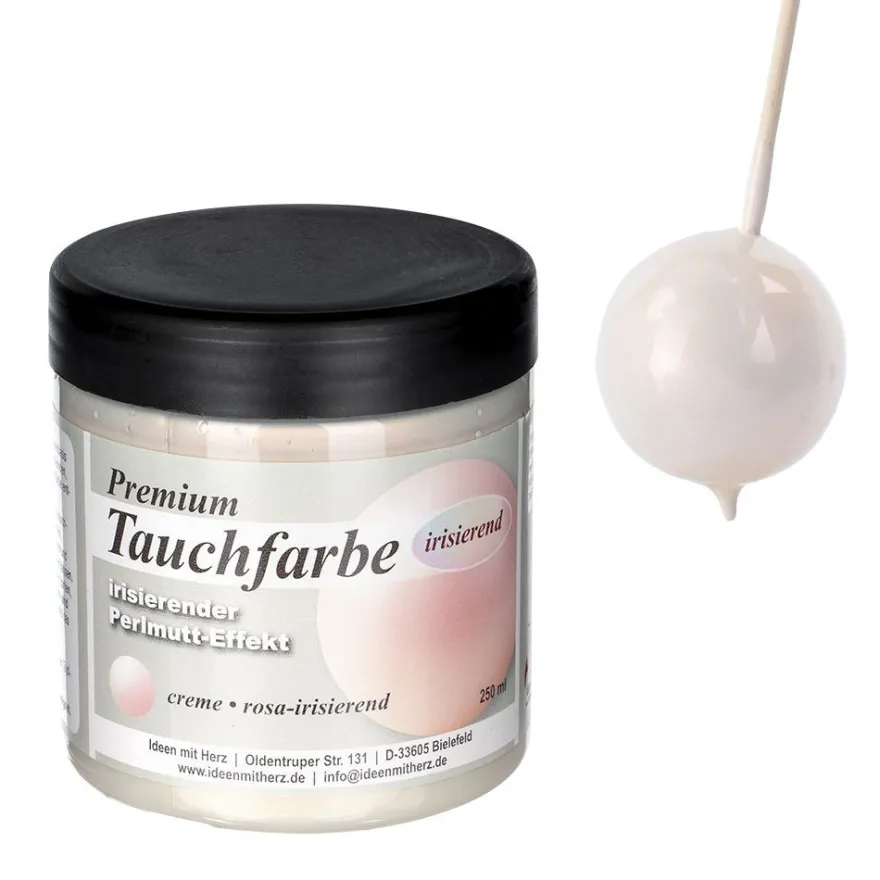 Premium-Tauchfarbe, irisierender Perlmutt-Effekt, creme & rosa-irisierend, 250ml