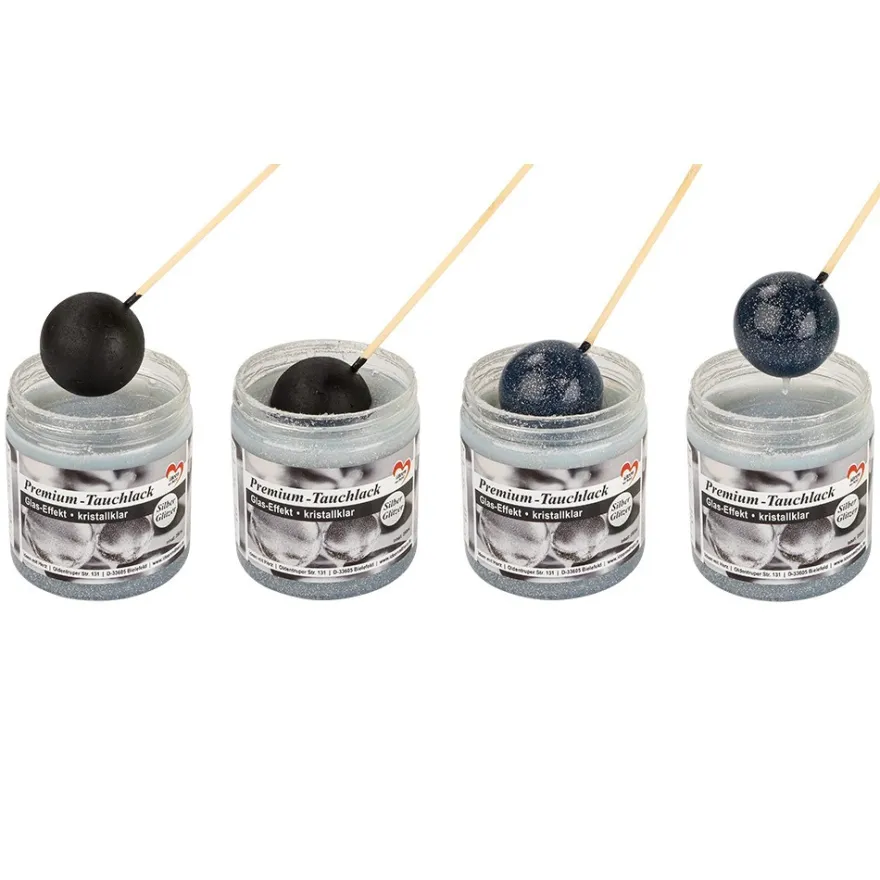 Premium-Tauchlack, Glas-Effekt, kristallklar, mit Silber-Glitzer, 250ml