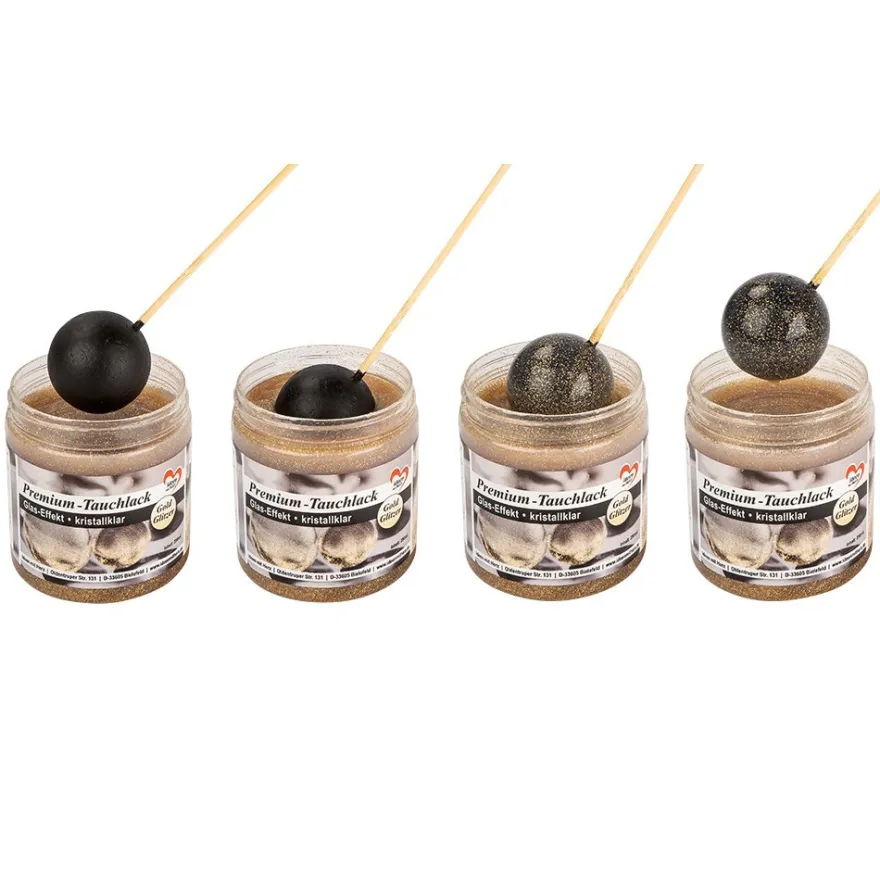 Premium-Tauchlack, Glas-Effekt, kristallklar mit Gold-Glitzer, 250ml