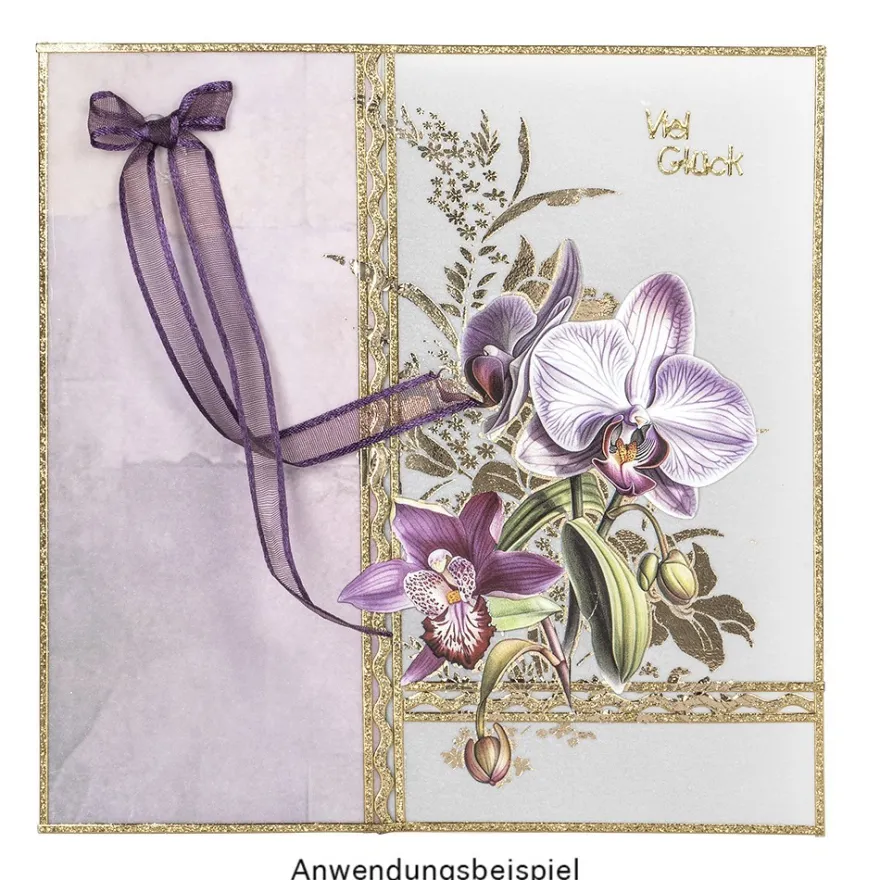 Premium-Transfers, Blüten & Schmetterlinge, 10cm x 30cm, Goldfolie, 10 Bogen