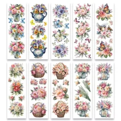 Premium-Transfers, Blumensträuße, 10cm x 30cm, farbig, 10 Bogen