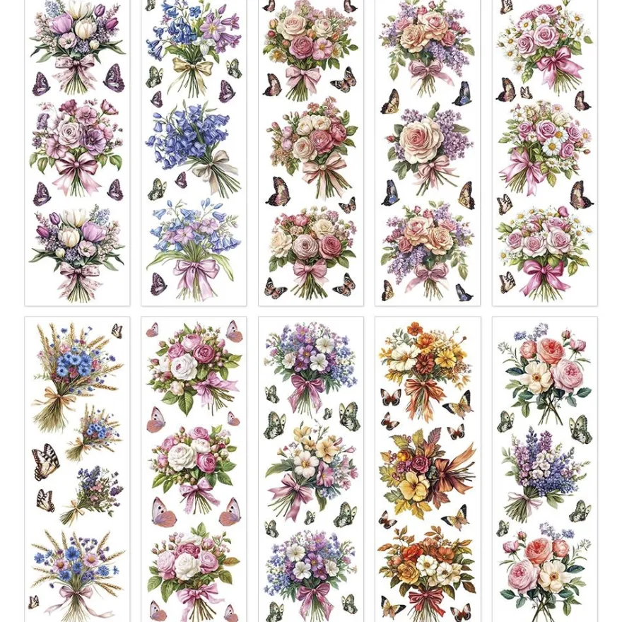 Premium-Transfers, Blumensträuße 2, 10cm x 30cm, farbig, 10 Bogen