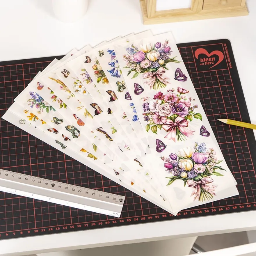 Premium-Transfers, Blumensträuße 2, 10cm x 30cm, farbig, 10 Bogen